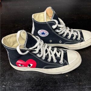 Comme des Garçons Black High-Top Sneakers with White Laces